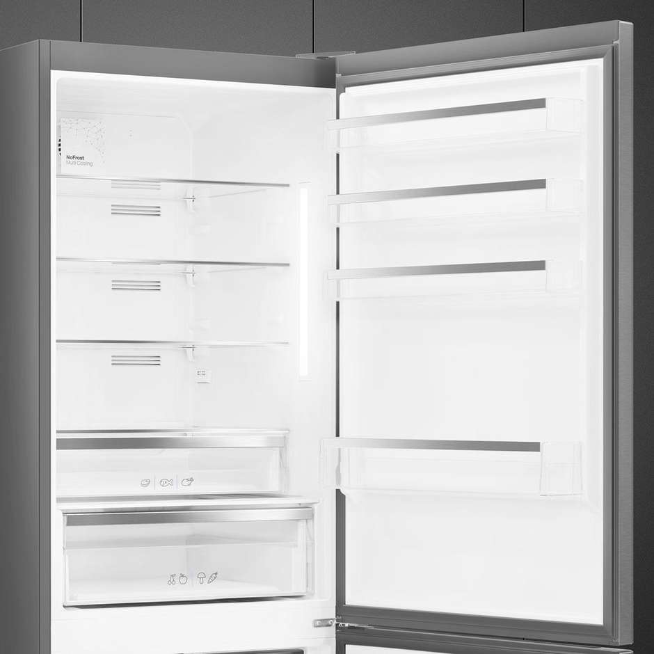 fc48xdne smeg frigo combi no frost marble 70 cm acciaio inox