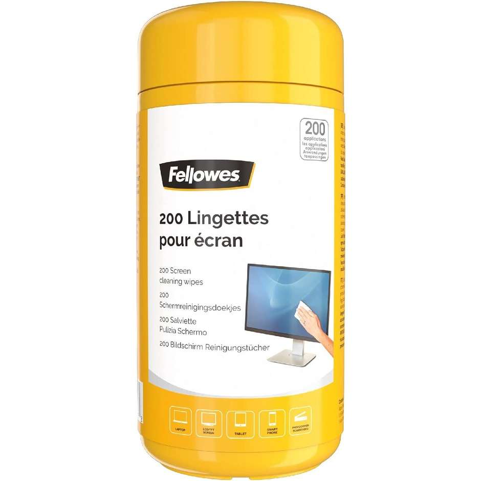 Fellowes 862901 Fazzoletti per pulizia Multisuperficie Quantità 200 pz colore confezione gialla