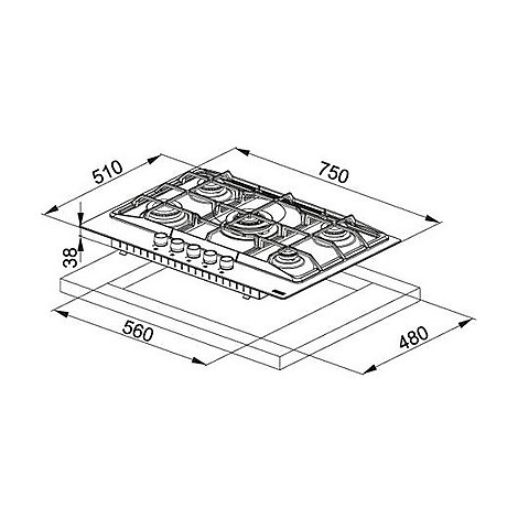 Piano cottura franke 5 fuochi griglie in ghisa