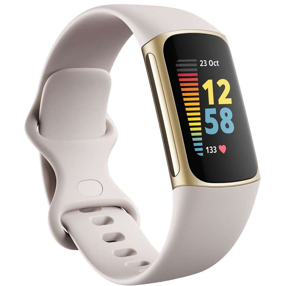 Fitbit Charge 5 Fitness Band GPS cardiofrequenzimetro Bluetooth colore bianco e oro