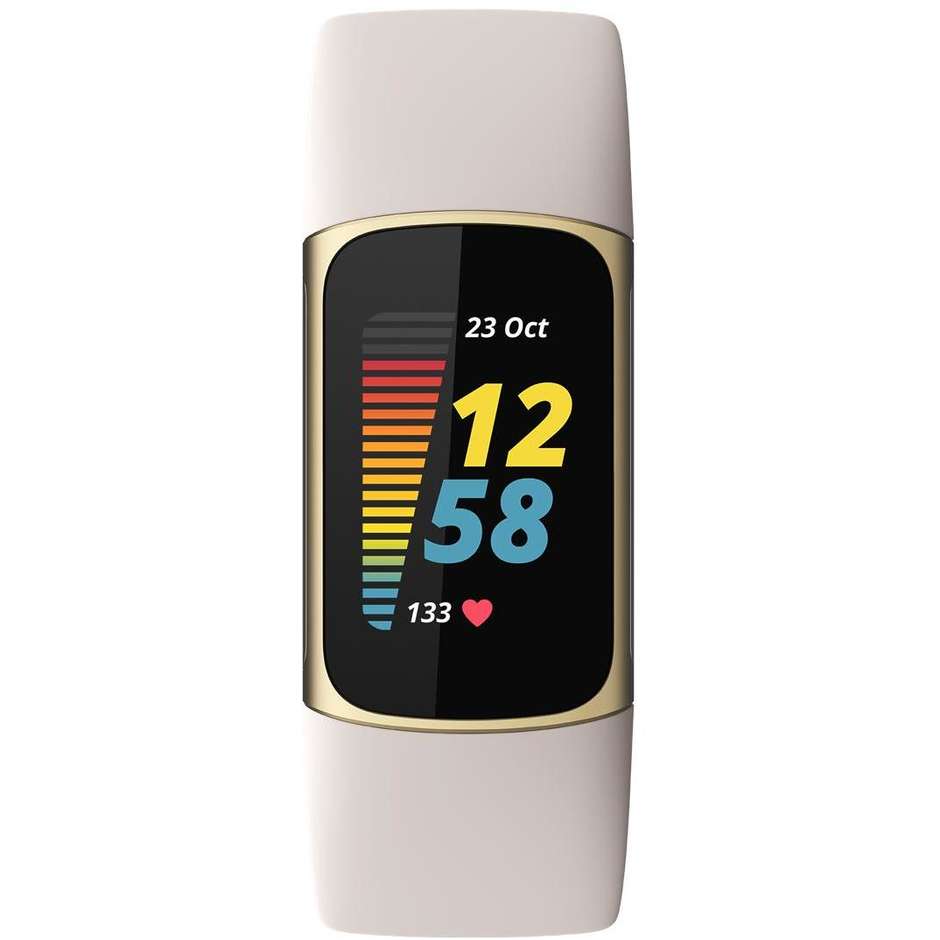 Fitbit Charge 5 Fitness Band GPS cardiofrequenzimetro Bluetooth colore bianco e oro