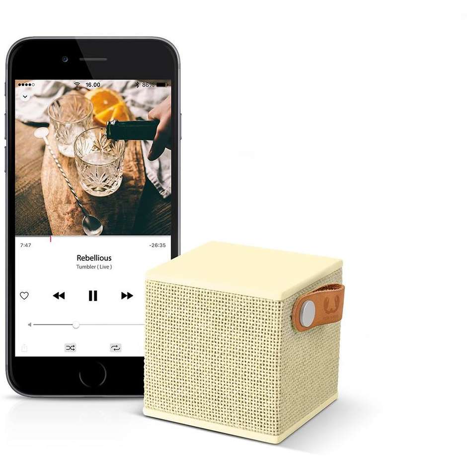 Fresh 'n Rebel 1RB1000BC Rockbox Cube edizione in tessuto diffusore speaker portatile Bluetooth giallo