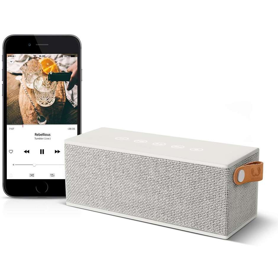 Fresh 'n Rebel 1RB3000CL Rockbox Brick edizione in tessuto diffusore speaker portatile Bluetooth grigio, bianco