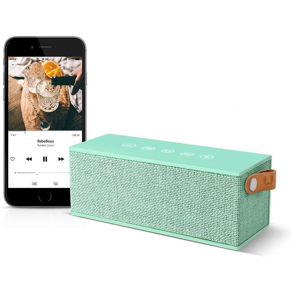 Fresh 'n Rebel 1RB3000PT Rockbox Brick edizione in tessuto diffusore speaker portatile bluetooth verde acqua
