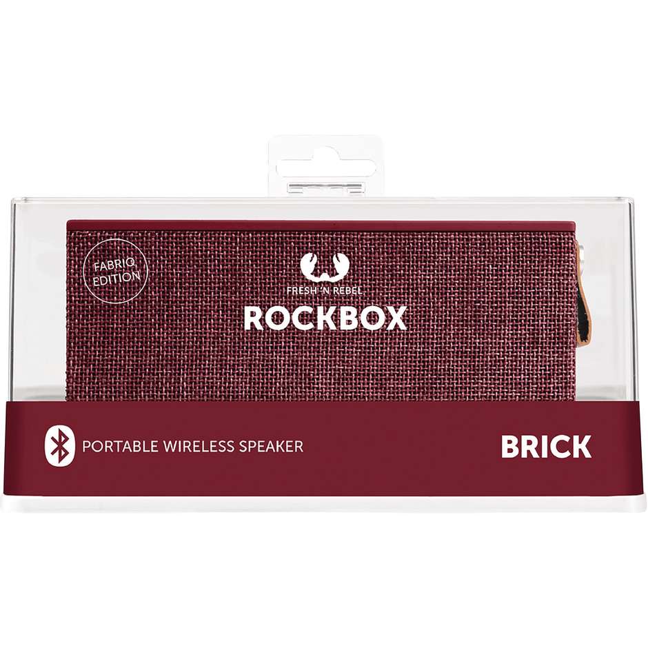 Fresh 'n Rebel 1RB3000RU Rockbox Brick edizione in tessuto diffusore speaker portatile Bluetooth rosso