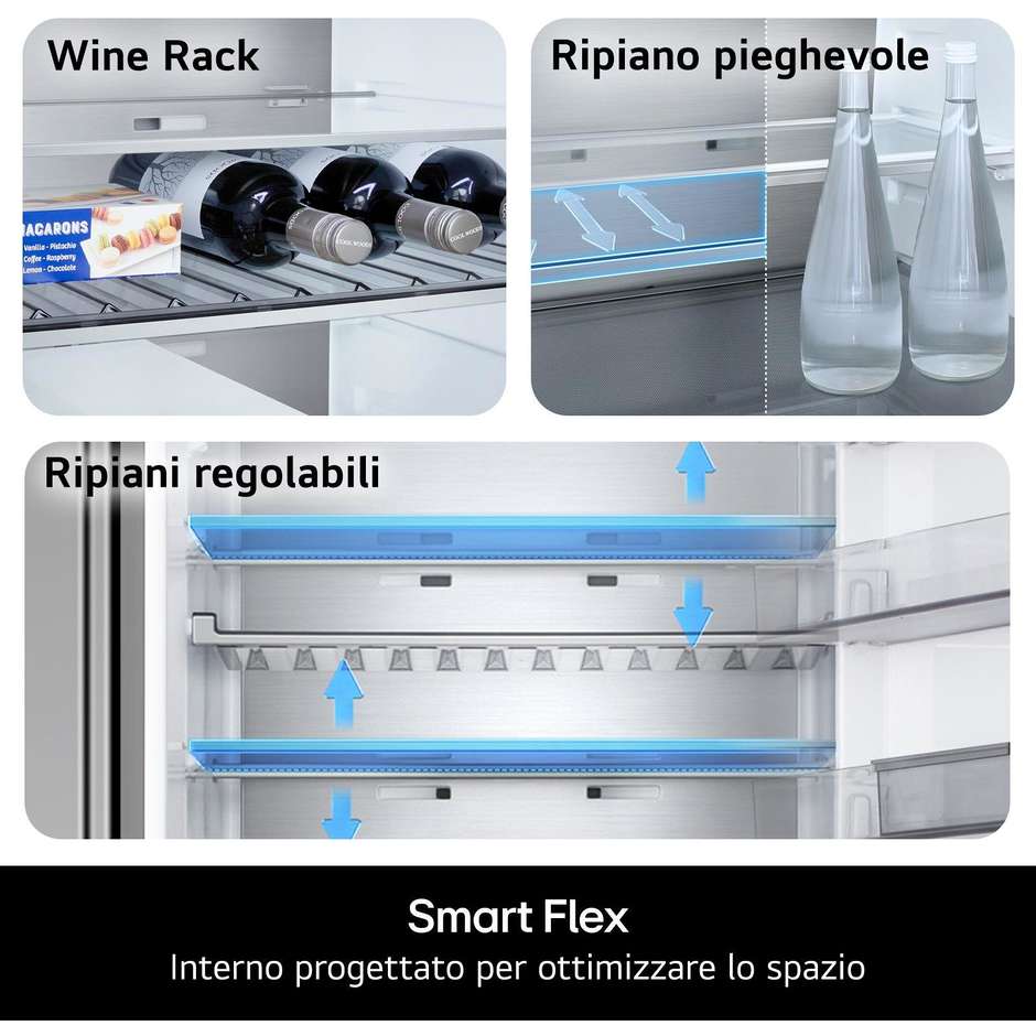 frigo combi 333lt h185 nf inox c porta piatta wif