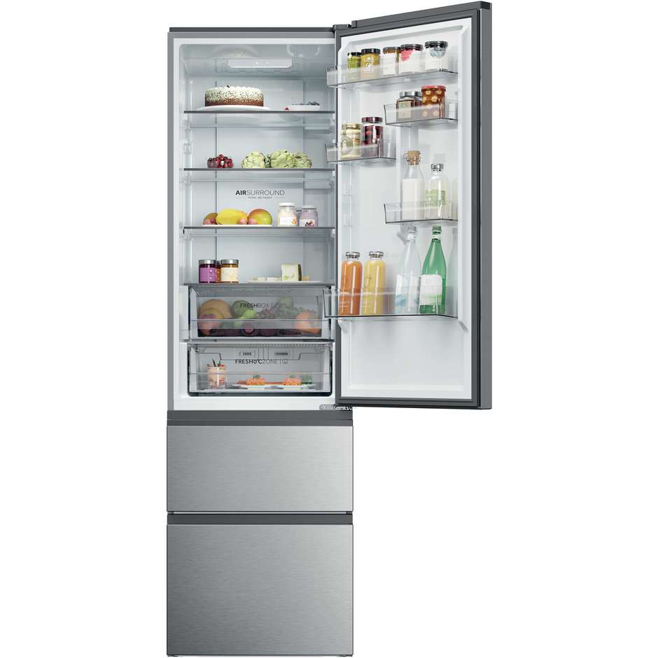 frigo combi 3porte 414lt h205 nf inox c wifi disp