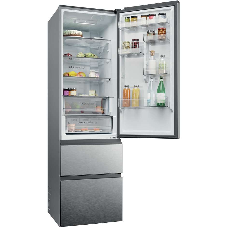frigo combi 3porte 414lt h205 nf inox c wifi disp