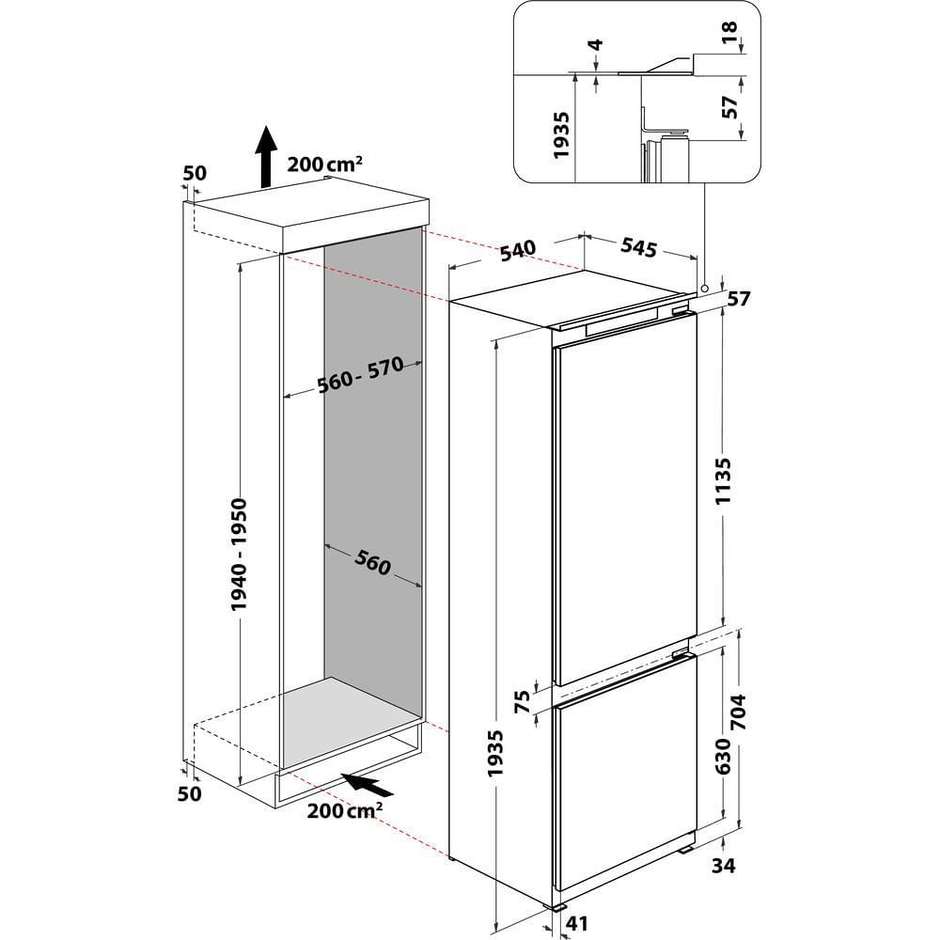 frigo combi inc 305lt stat c/vent h193-l54 e inv3