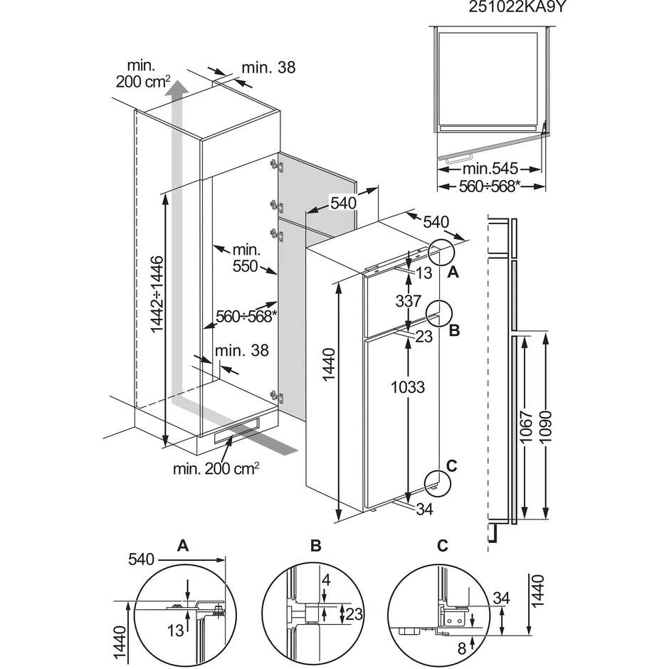 frigo inc 2p 218lt h145 static low frost e com.el
