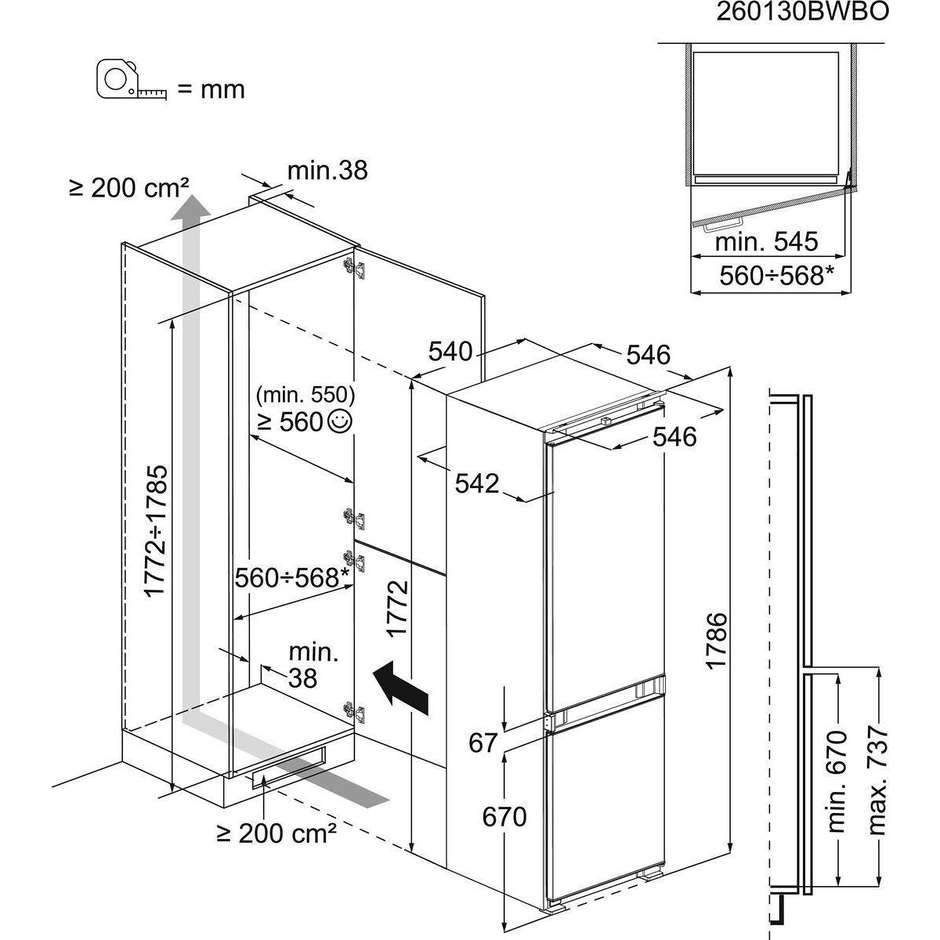 frigo inc combi 257lt h178 nf e multiflow inv