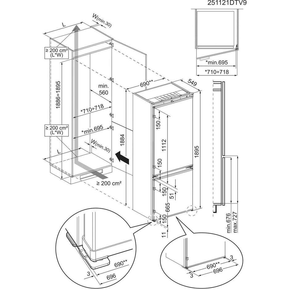 frigo inc combi 375lt h189-l70 nf e ai inv select