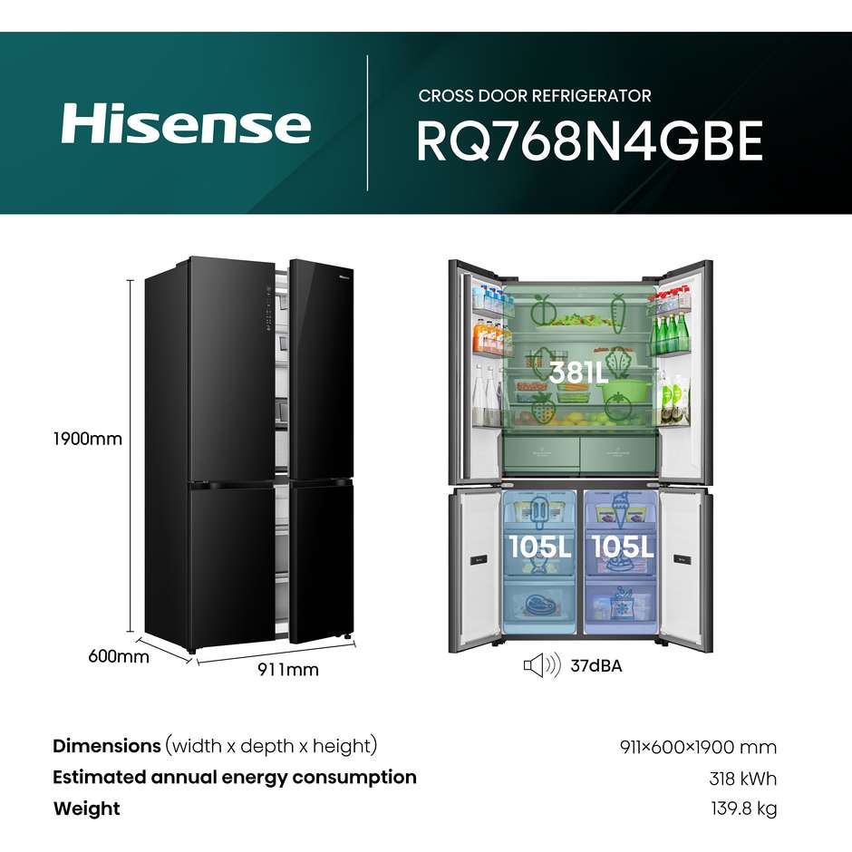 frigo multi4p 486lt h190 l91 nf e vetronero kitch