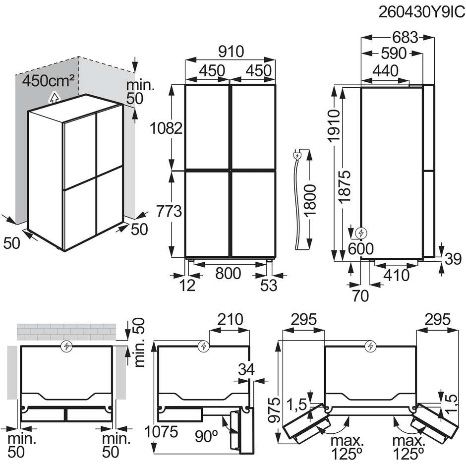 frigo multi4p 522lt h200-l98 nf d multiflow inox
