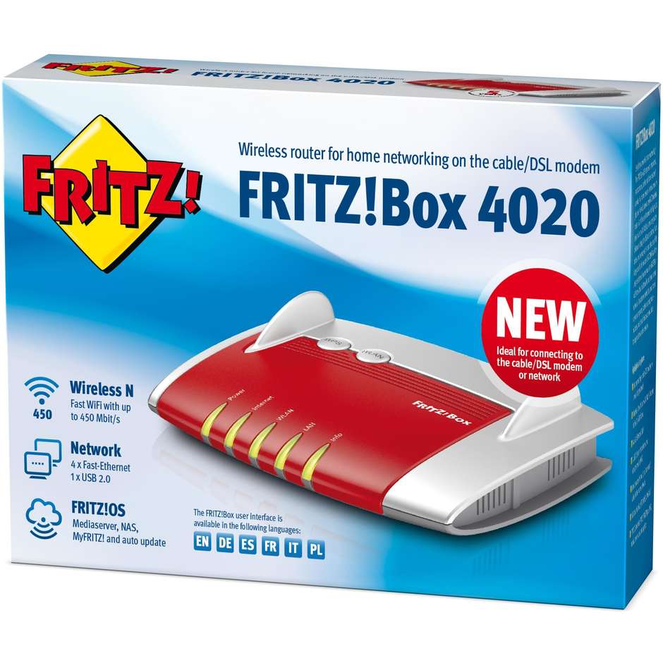 Fritz!Box 4020 international modem router colore rosso