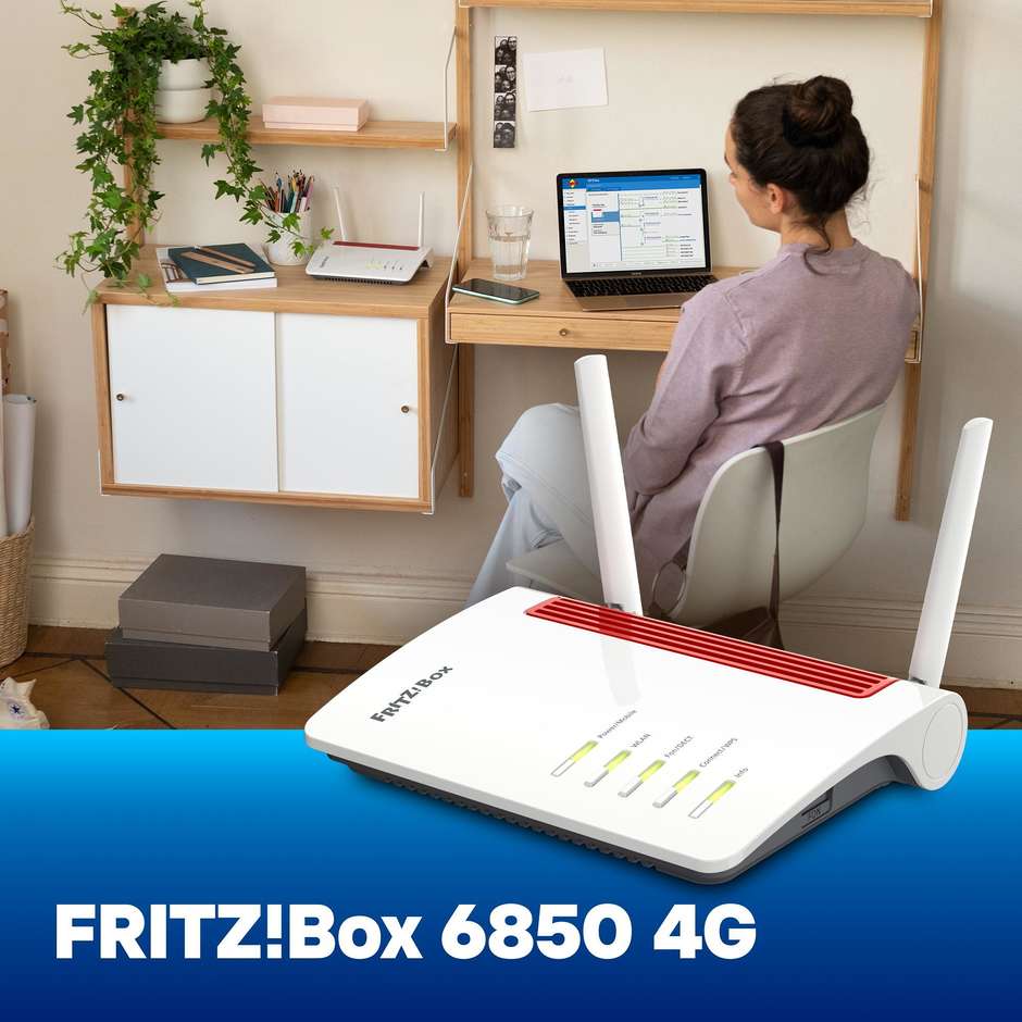 FRITZ!Box 6850 4G International Router Wi-Fi 5 Dual Band LTE Gigabit Bianco