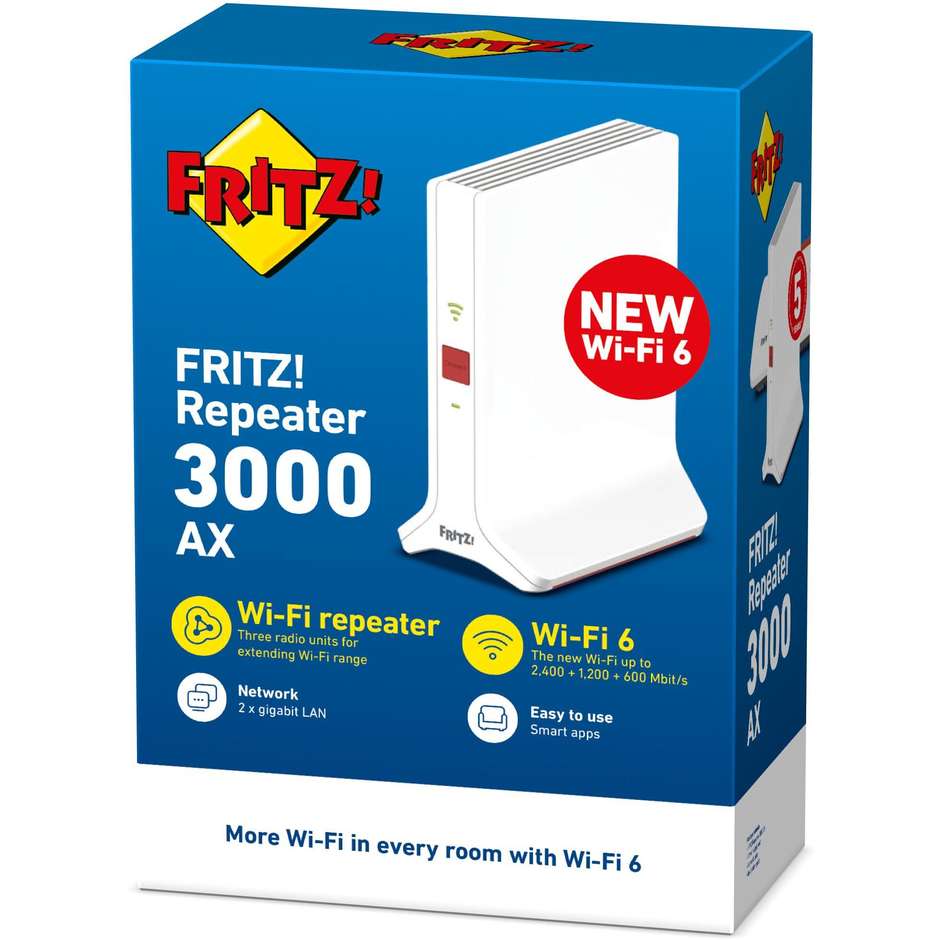 FRITZ!Repeater 3000 AX ripetitore Wi-Fi 6 con collegamento Gigabit Ethernet