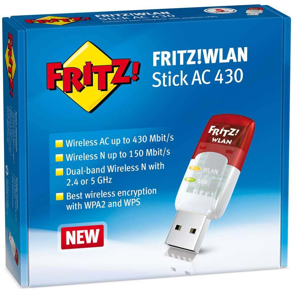 FRITZ!WLAN Stick AC 860 Adattatore Wi-Fi USB 3.0 Dual Band fino a 866 Mbit/s
