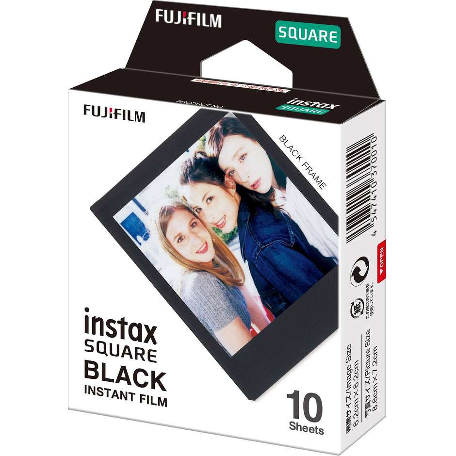 Fujifilm 16576532 Instax Square pellicola con cornice nera confezione 10 fogli