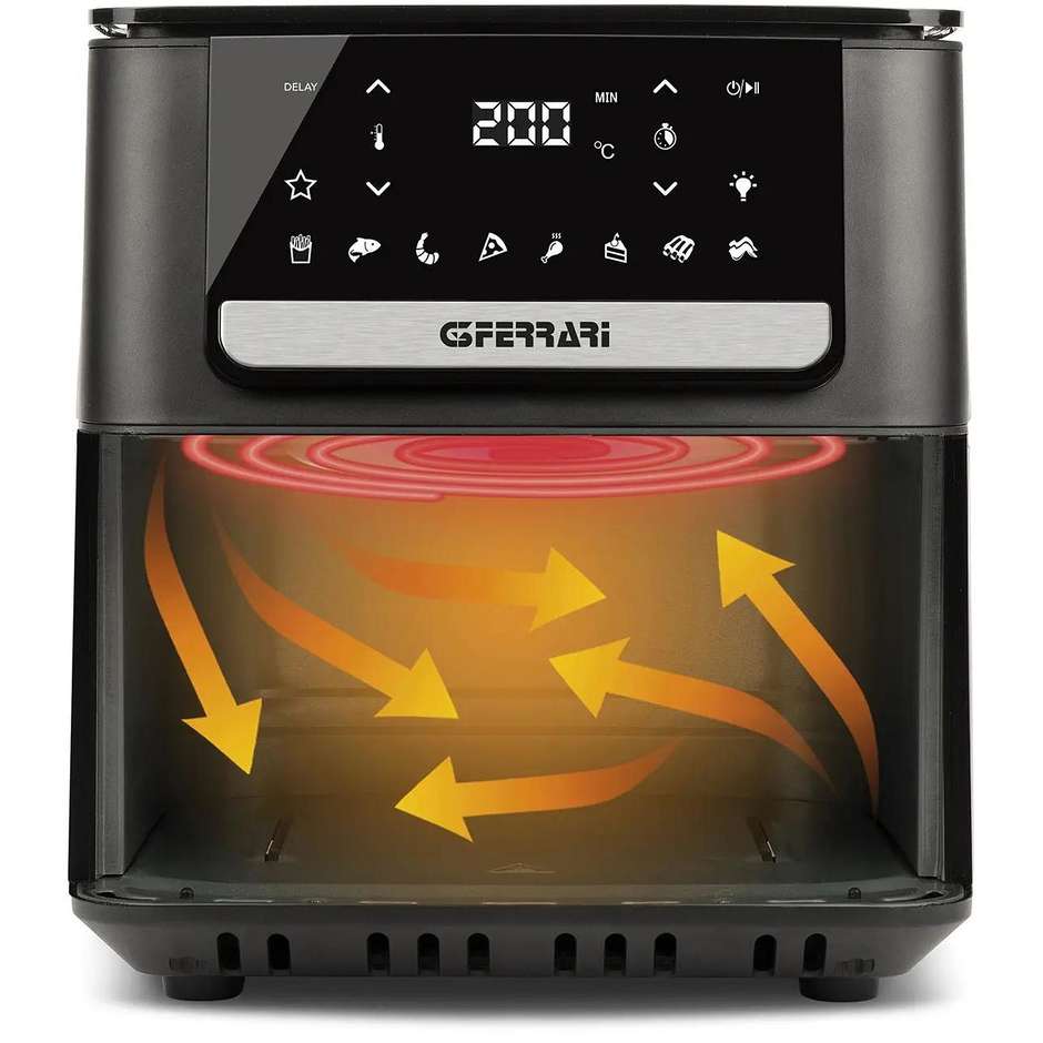 G3 Ferrari G10207 Friggitrice ad aria Capacita 6,5 Lt Potenza 1700 W Colore Nero, Acciaio inox