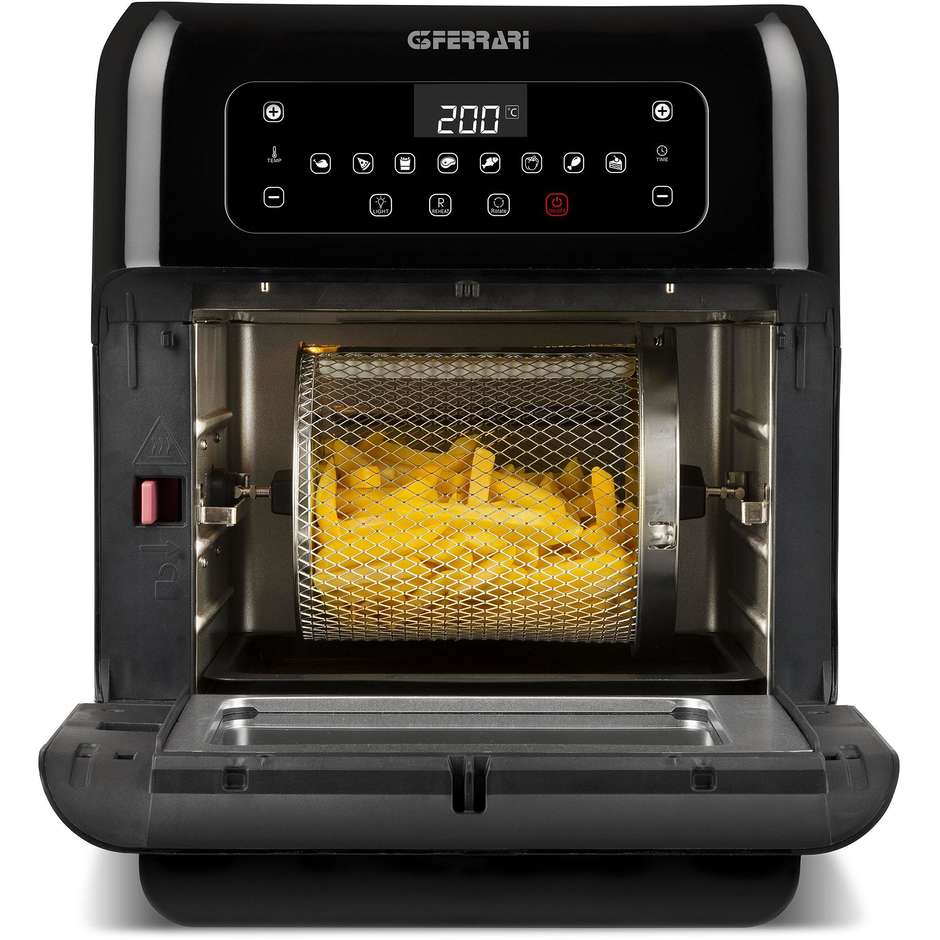 G3Ferrari G10136 Friggisano 2.0 Forno Friggitrice ad Aria 11 L 1500 W Girarrosto e Cestello Rotante Nero