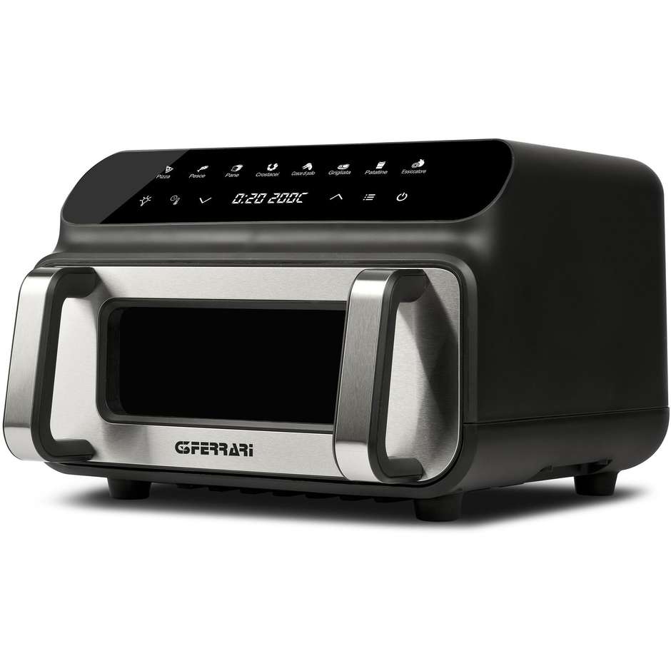G3ferrari G10181 Friggitrice ad Aria Calda 10 L 2000 W con Cestello Singolo Antiaderente Nero, Acciaio inox