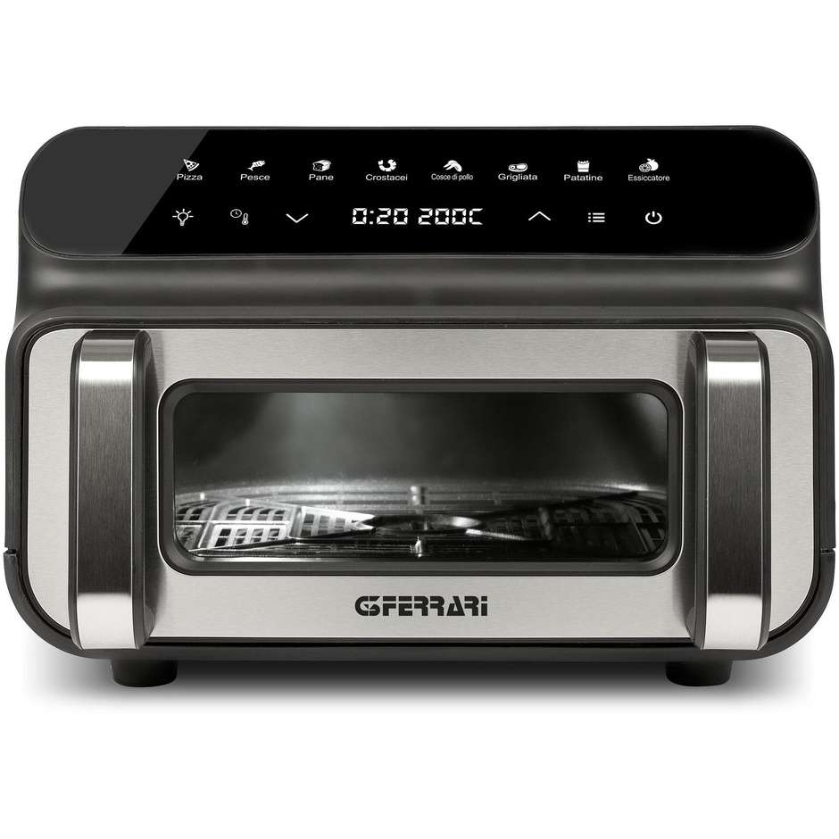 G3ferrari G10181 Friggitrice ad Aria Calda 10 L 2000 W con Cestello Singolo Antiaderente Nero, Acciaio inox