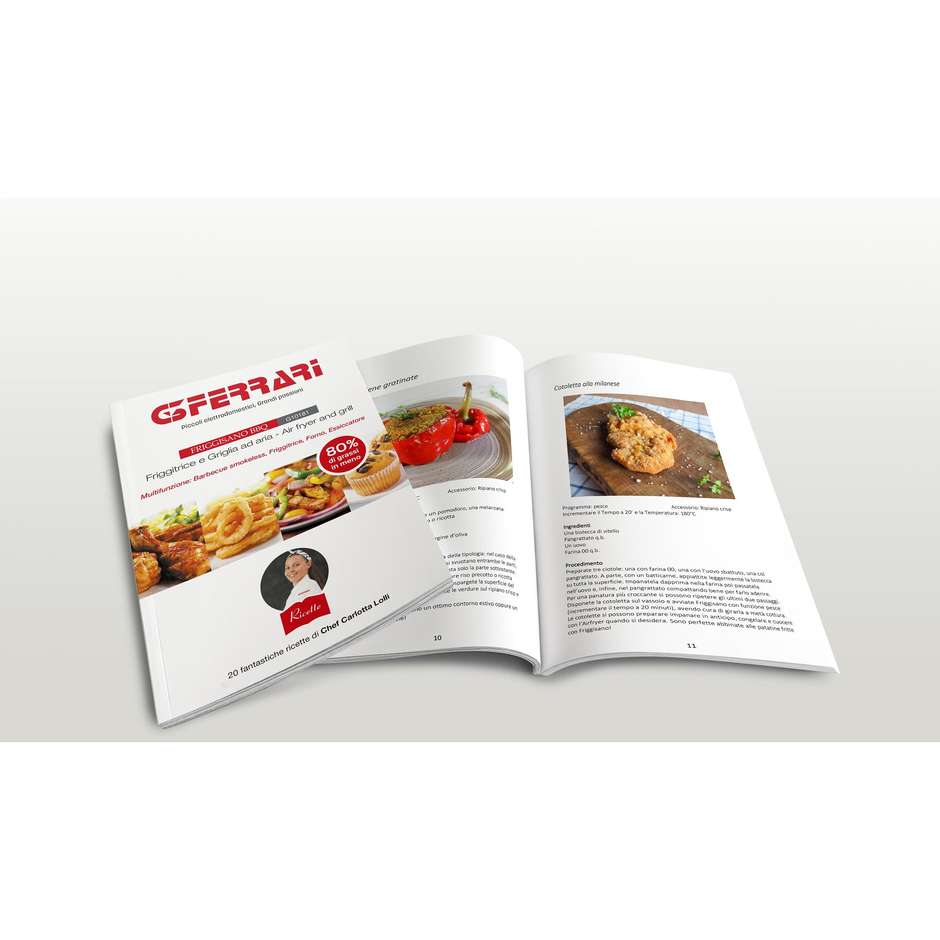 G3ferrari G10181 Friggitrice ad Aria Calda 10 L 2000 W con Cestello Singolo Antiaderente Nero, Acciaio inox