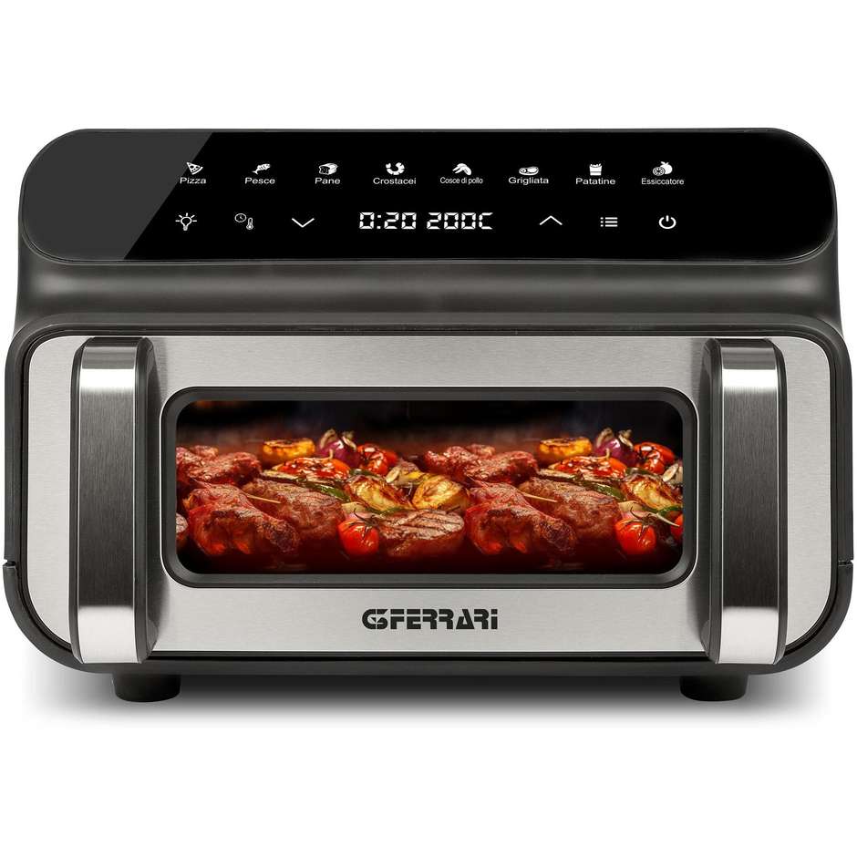 G3Ferrari G10181 Friggitrice ad Aria e Barbecue 10 L 2000 W Finestra Nero/Inox