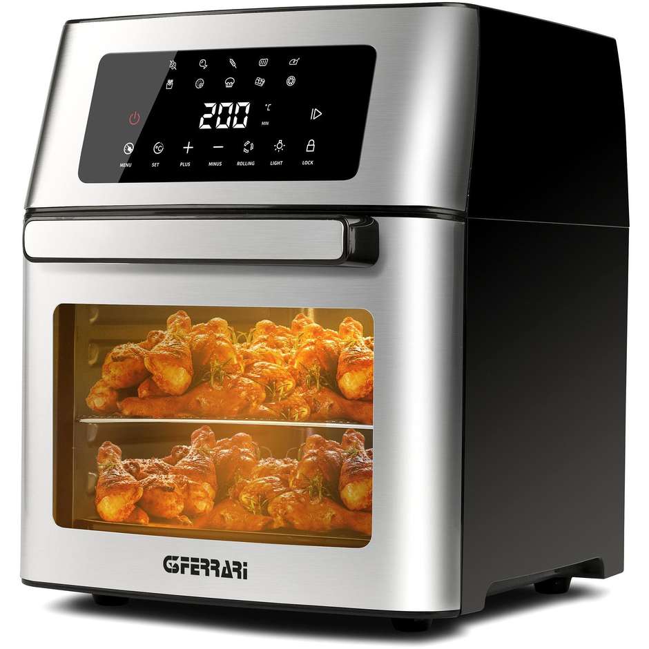 G3Ferrari G10182 Friggisano Visual Forno Friggitrice ad Aria 15 L 1700 W Ampia Finestra e Girarrosto Nero