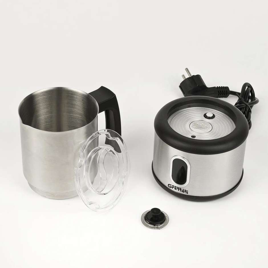 G3Ferrari G10198 Montamix Schiumatore e Montalatte Elettrico con Boccale Inox Staccabile 250 ml Nero e Acciaio