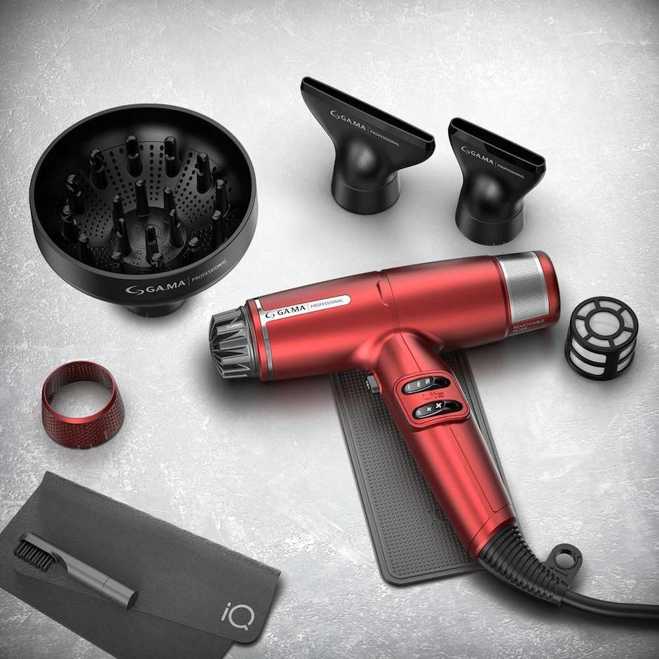 GA.MA PH6030RD iQ Lite Asciugacapelli Professionale Ultraleggero Brushless 1500 W Rosso