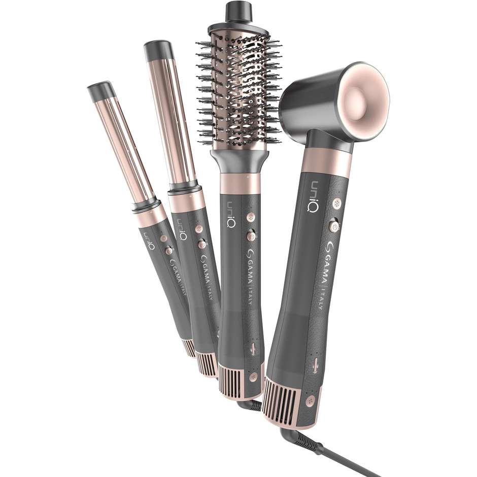 GA.MA UniQ Aura GH0113 Multistyler Airflow 4 in 1 ad Aria Calda 1500 W Grigio e Rosa