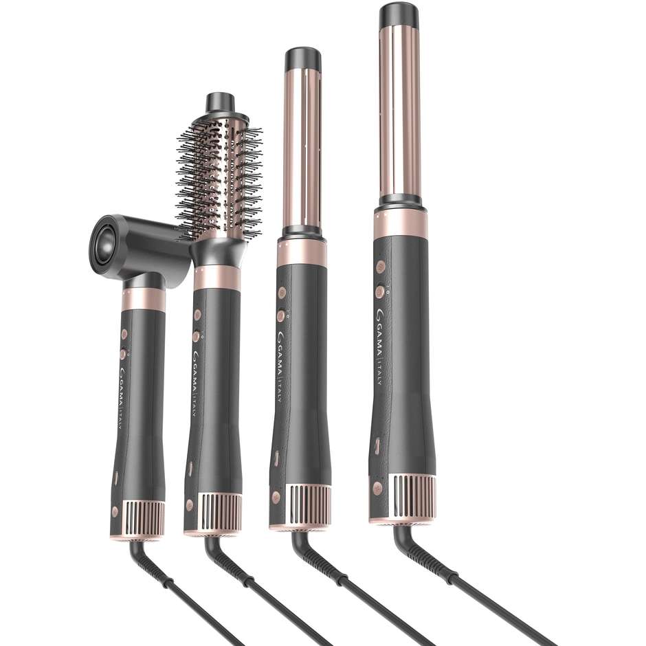 GA.MA UniQ Aura GH0113 Multistyler Airflow 4 in 1 ad Aria Calda 1500 W Grigio e Rosa