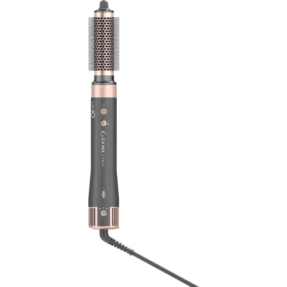 GA.MA UniQ Vibrance GH0114 Multistyler ad Aria Calda 1500 W con 8 Accessori Intercambiabili Grigio e Rosa