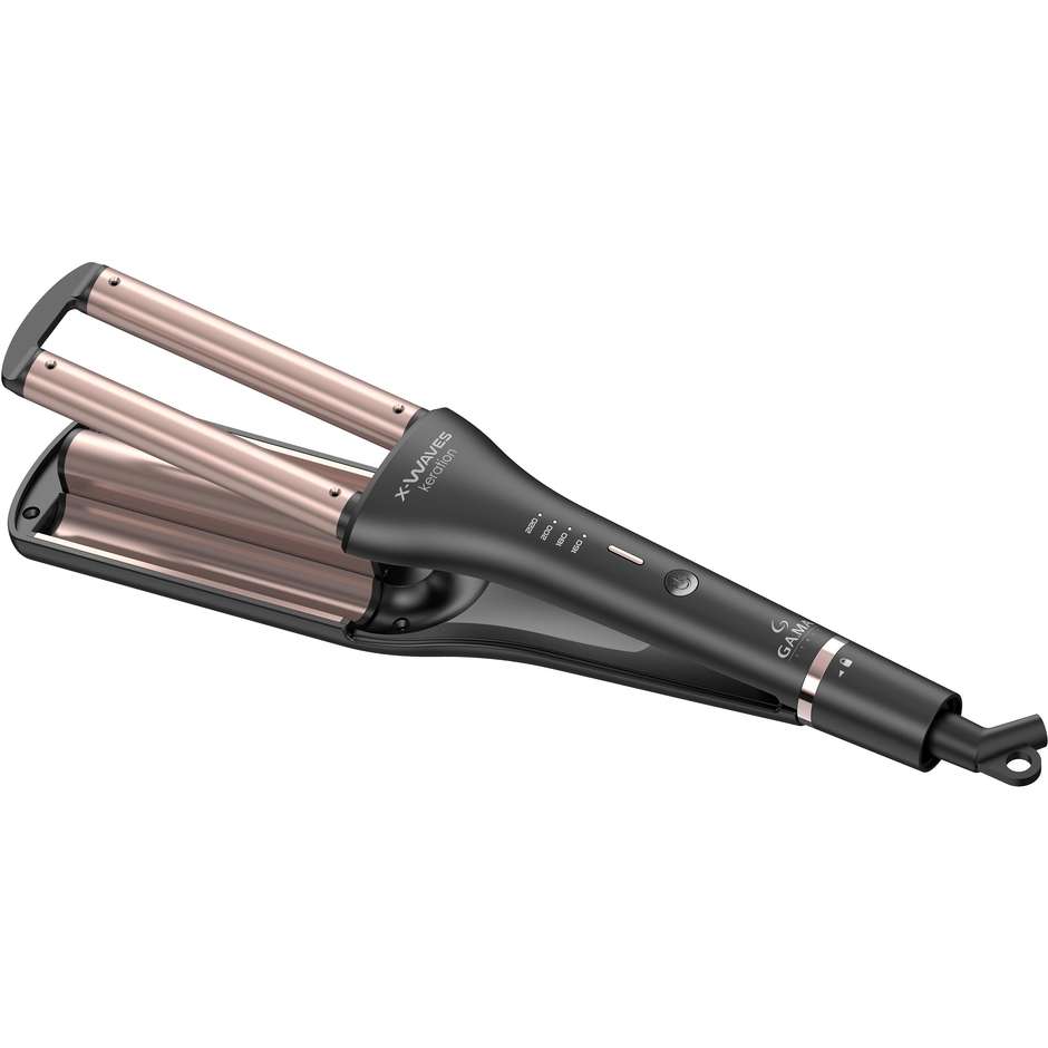 Gama X-Waves Keration Piastra per capelli ideale per creare Beach Waves Display LED Temperatura Regolabile Potenza 110 W Colore Nero