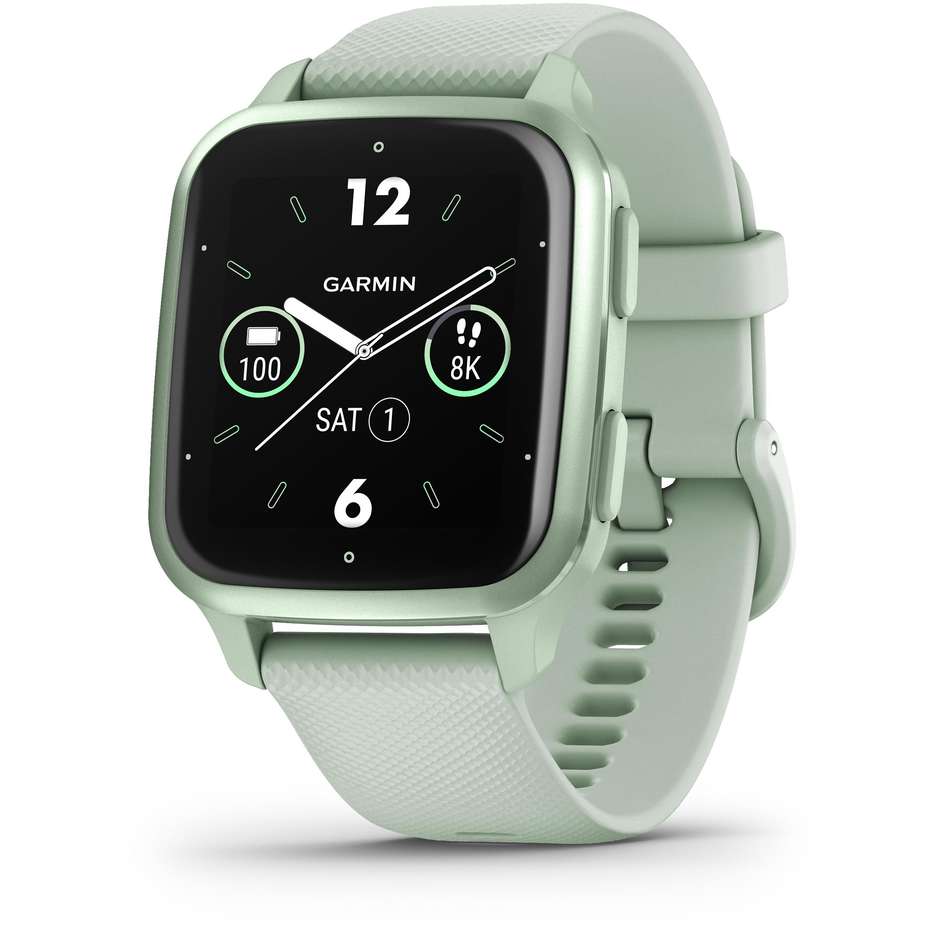 Garmin Venu SQ 2 SmartWatch 40mm AMOLED GPS Wi-Fi colore silver con cinturino verde