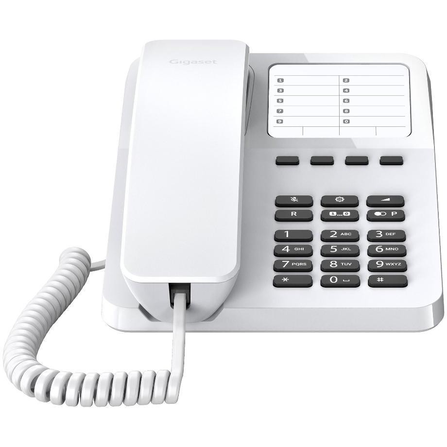 Gigaset Desk 400 Telefono Fisso con Filo Montaggio a Parete 4 Tasti Chiamata Diretta Colore Bianco