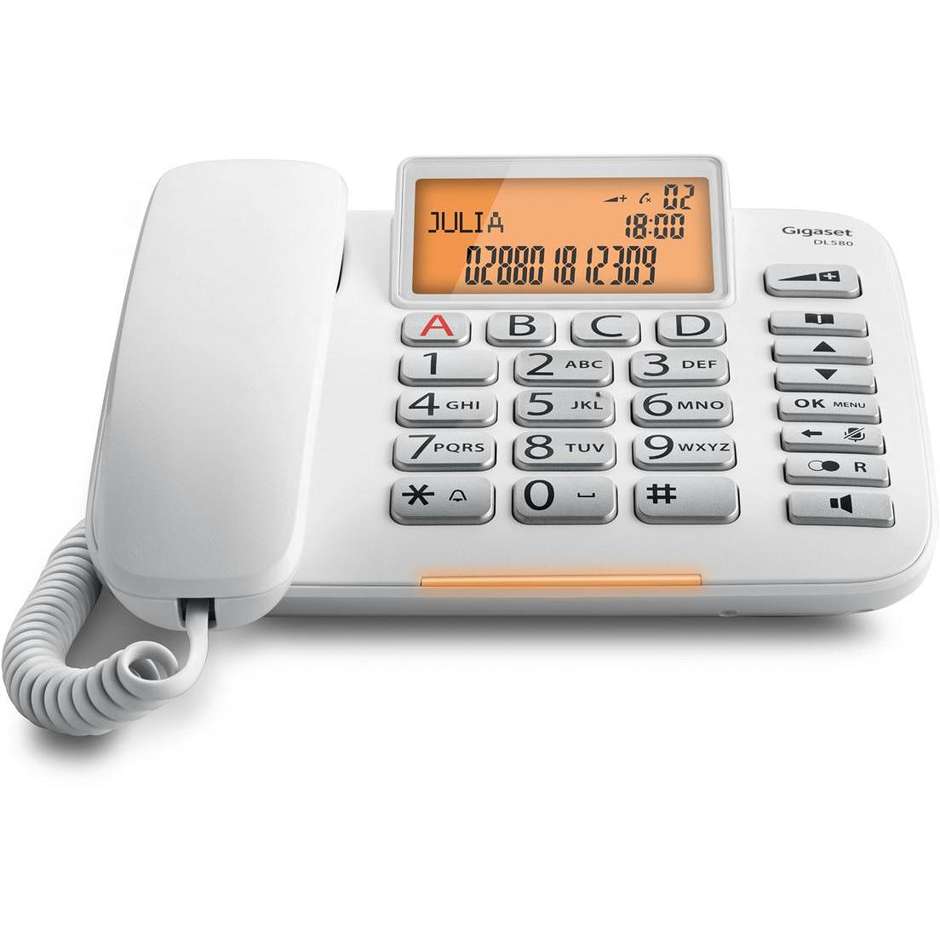 Gigaset DL580 Telefono fisso con display a LED colore bianco