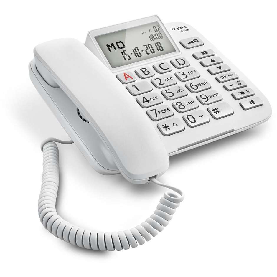 Gigaset DL580 Telefono fisso con display a LED colore bianco