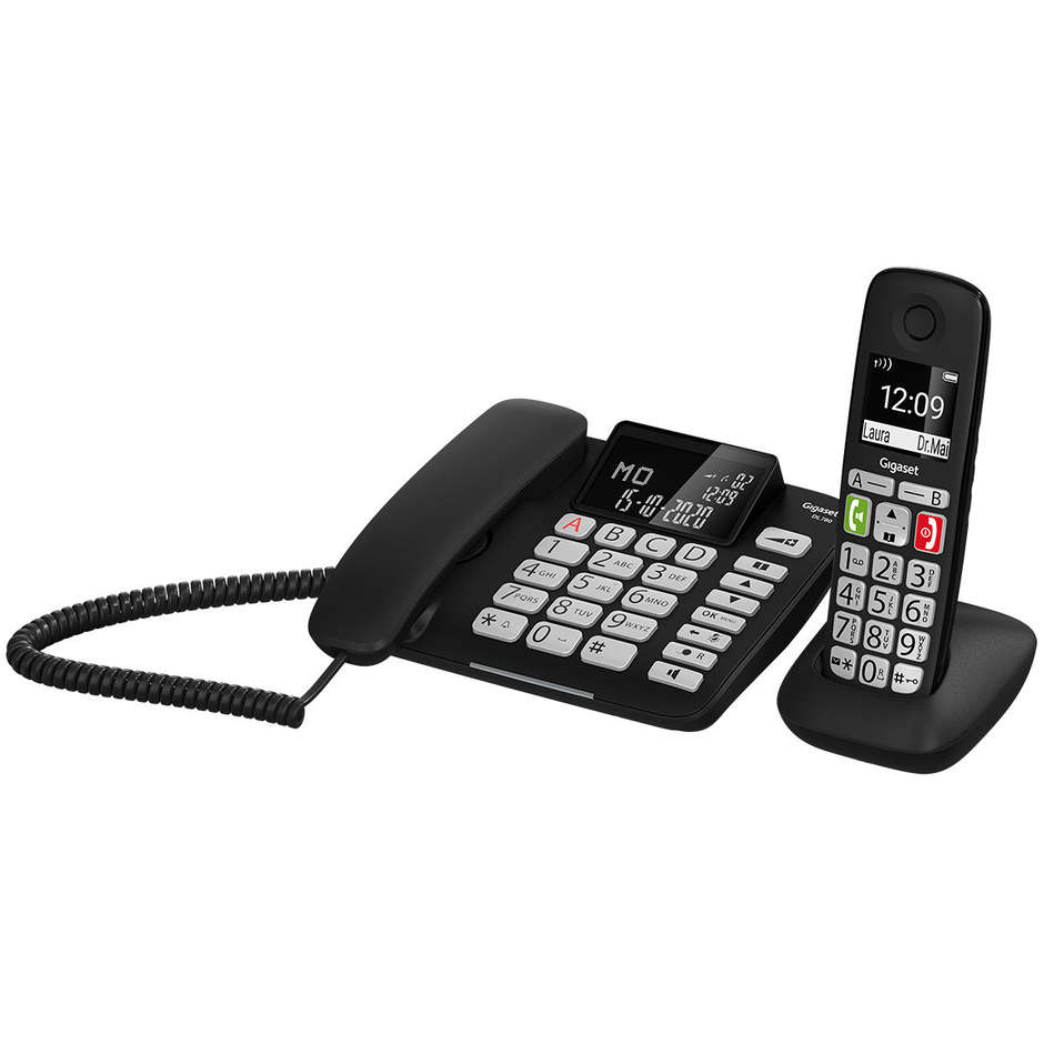 Gigaset DL780 Plus Kit telefono con filo + cordless colore nero