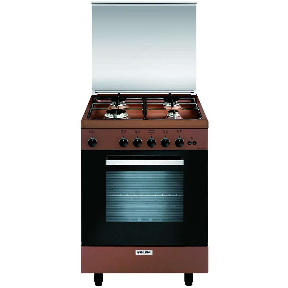 Glem Gas A664GC cucina 60x60 4 fuochi a gas forno a gas con grill elettrico 70 litri classe A colore marrone