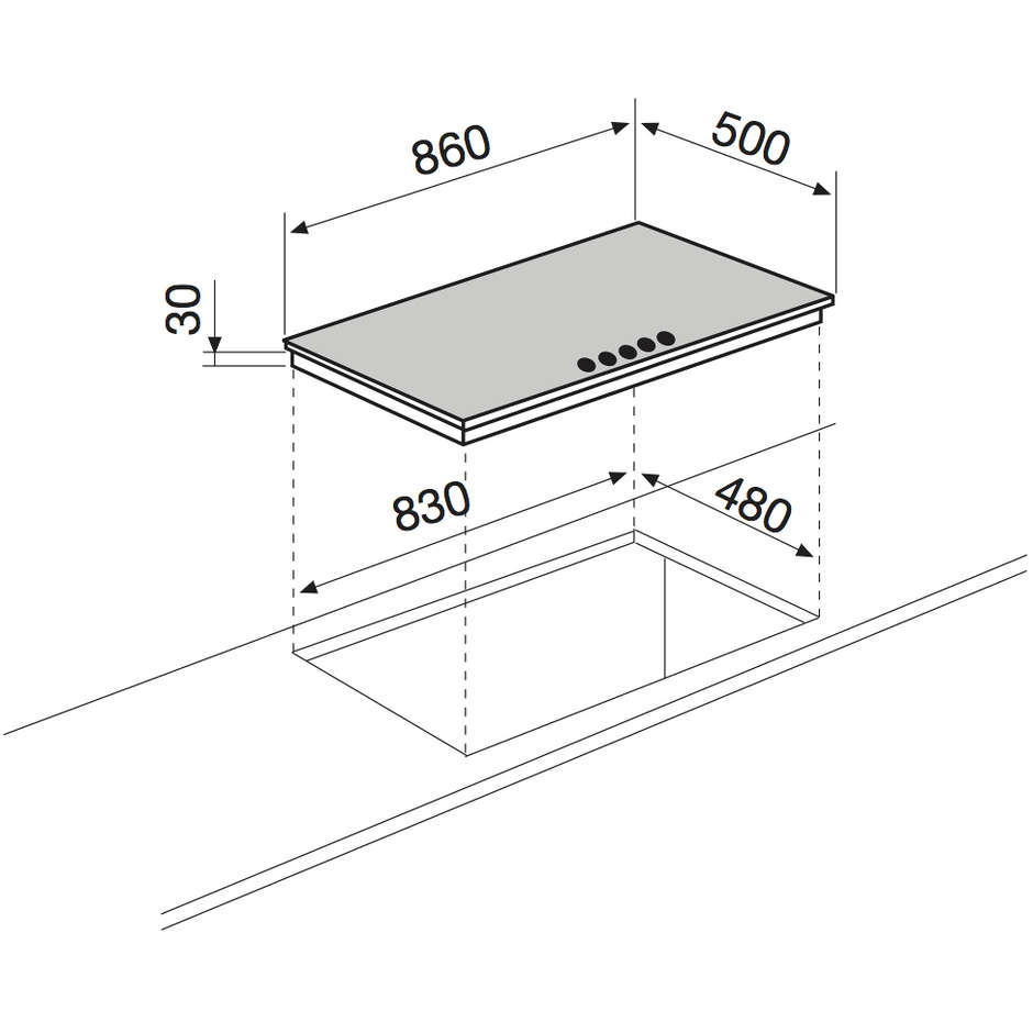 GLEM GAS GT955IX Piano Cottura a Gas 90 cm 5 Fuochi Valvole di Sicurezza Acciaio Inox