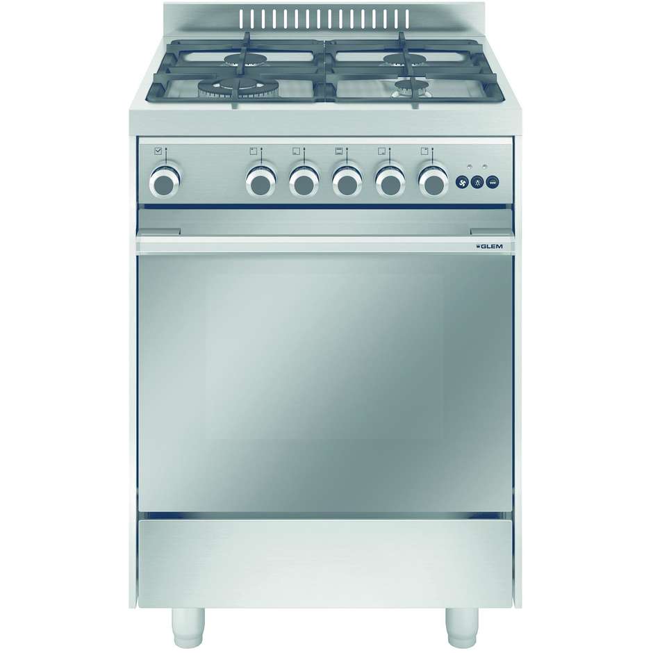 Glem Gas M664VI cucina 60x60 4 fuochi a gas forno a gas ventilato con grill elettrico 64 litri classe A colore inox