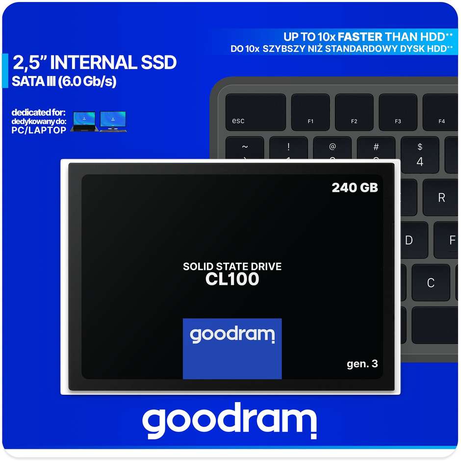 Goodram CL100 Memoria 240 GB 2.5" Gen.3 Serial ATA III 3D NAND Colore Nero