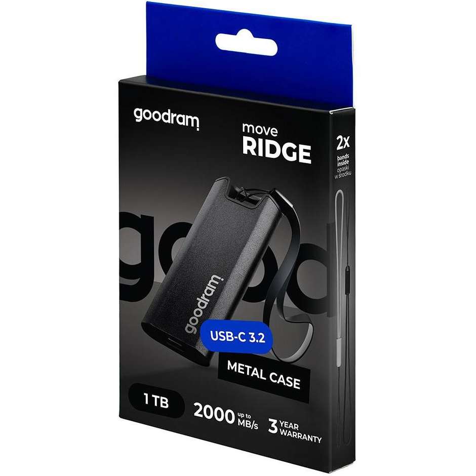 Goodram SSDR-GMRE-01T-K0 SSD Esterno 1TB USB 3.2 Nero
