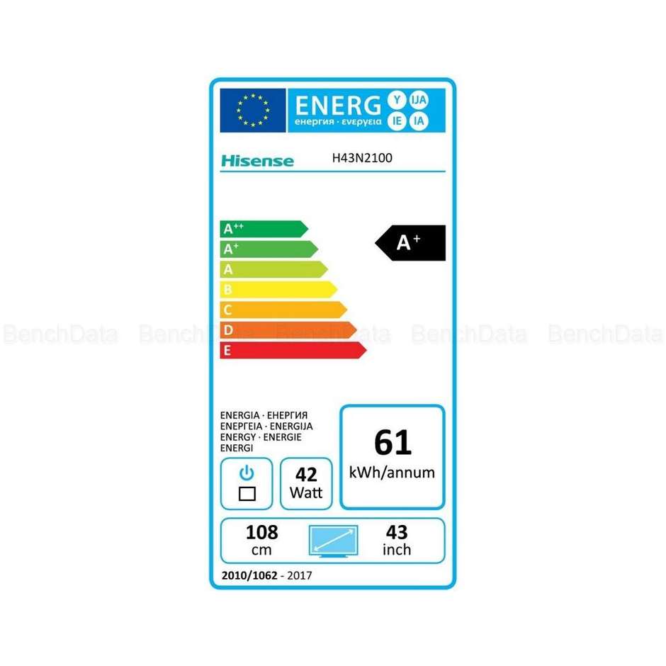H43N2100S Hisense Tv LED 43" Full HD classe A+ nero