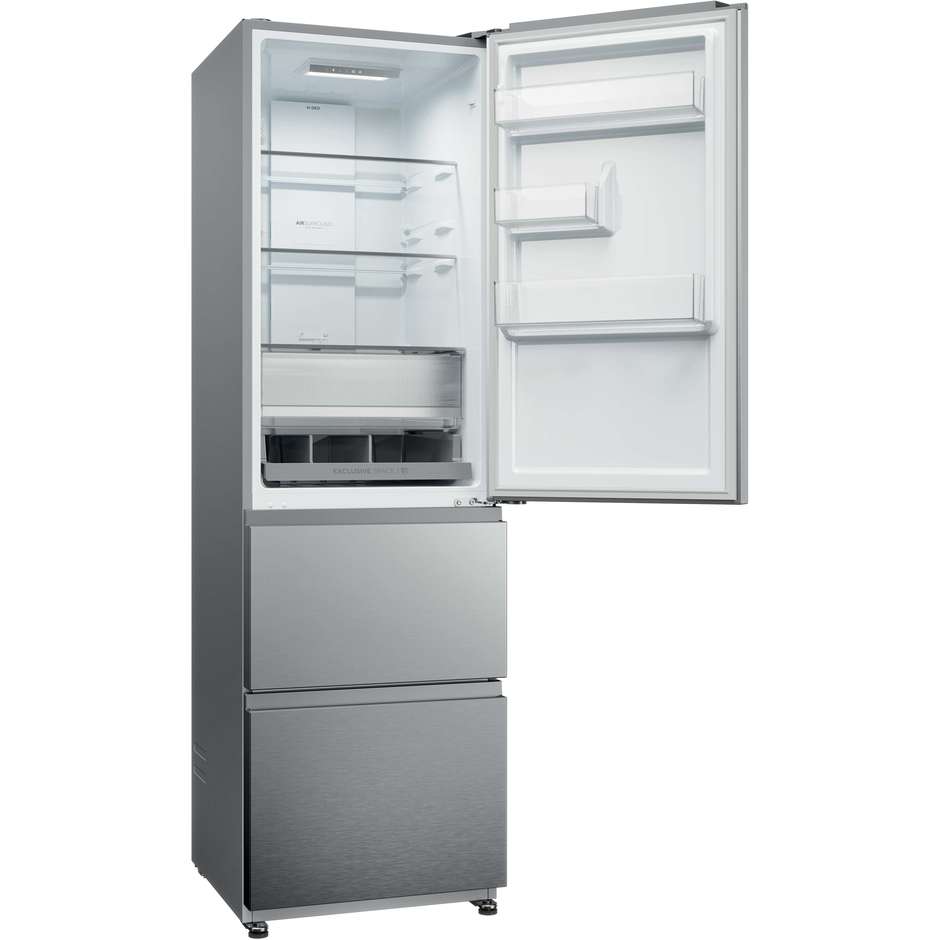 Haier 3D 60 Serie 3 HTR3518ENMX Frigorifero Combinato 3 Porte Cassetti Diretti Easy Access 303 L Inox