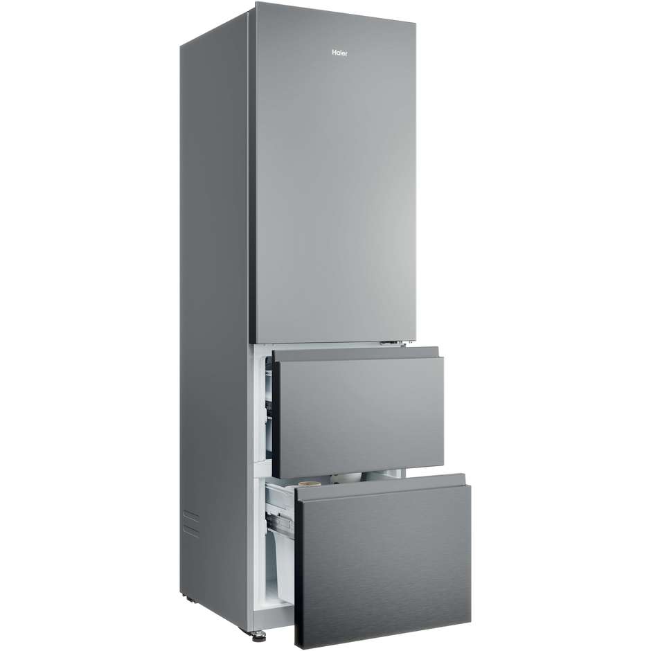 Haier 3D 60 Serie 3 HTR3518ENMX Frigorifero Combinato 3 Porte Cassetti Diretti Easy Access 303 L Inox