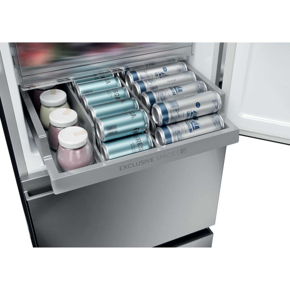 Haier 3D 60 Serie 3 HTR3518ENMX Frigorifero Combinato 3 Porte Cassetti Diretti Easy Access 303 L Inox